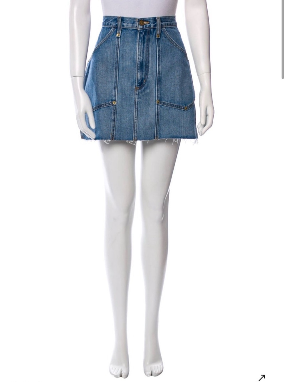 Re/Done Light Blue Denim Mini Skirt - A-Line Patch Pocket